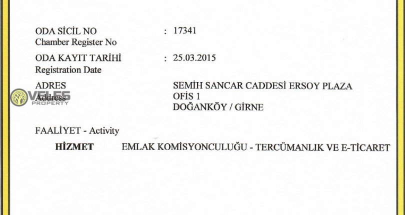 Лицензия торговой палаты Турецкой Республики Северного Кипра