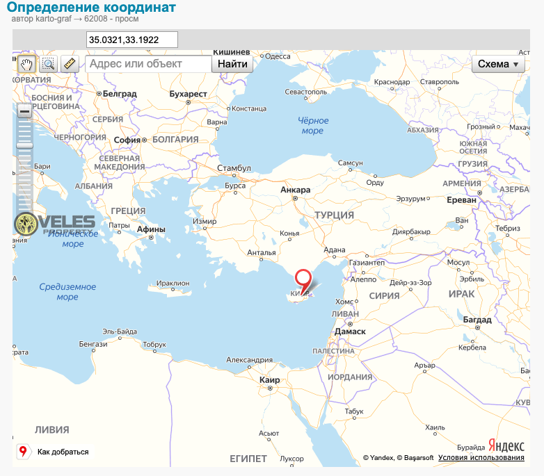 Latitude and longitude of the island of Cyprus