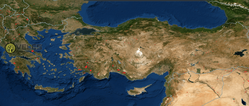 Карта пожаров в Турции